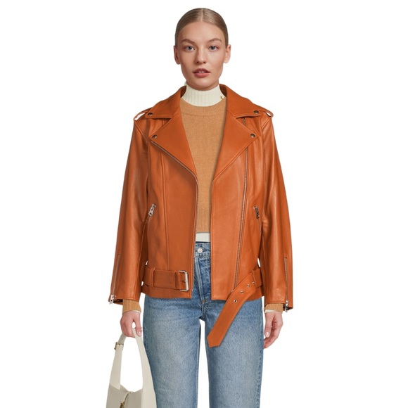 Mackage Jayda Oversized 100% Cow Leather Biker Jacket L/XL - Picture 3 of 17